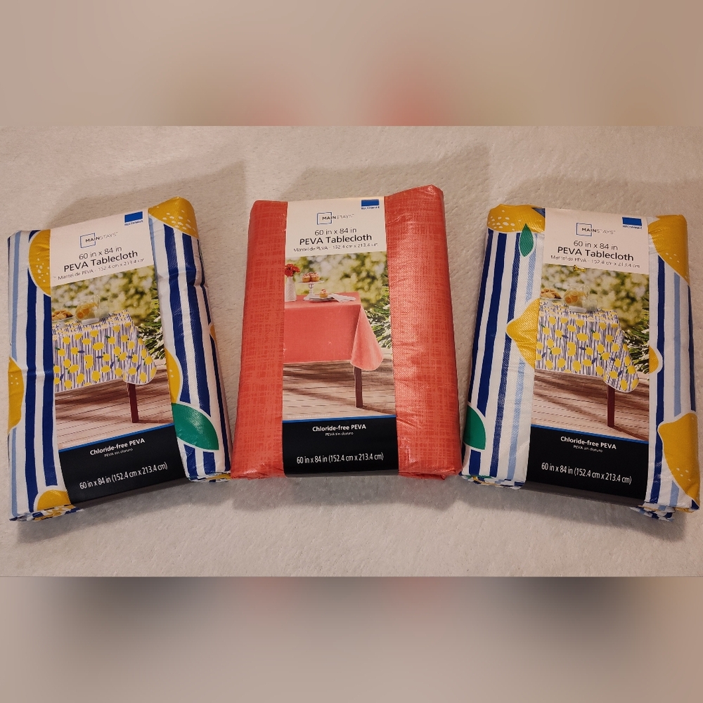 NEW! Mainstays 3- Rectangle Table Cloths (60"x84")